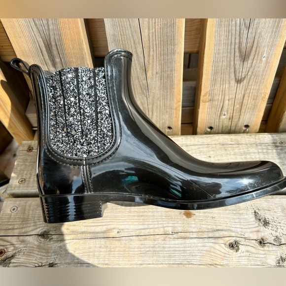 Lemon jelly Chelsea rain boots, with sparkles Metallic Black size 39/8-8.5 - Picture 4 of 9